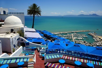 view of the mediterranean sea from sidi bou said, tunisia