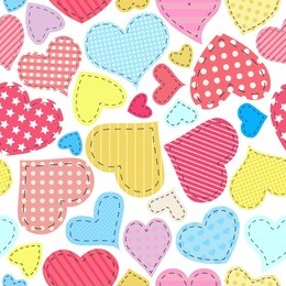seamless valentine's day pattern with patchwork hearts