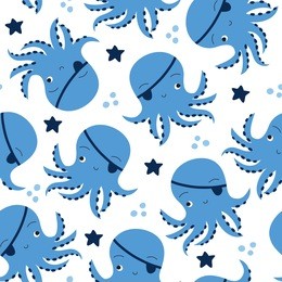 seamless octopus pattern vector illustration