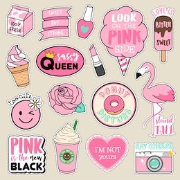 set of fashion patches, cute pink badges, fun cartoon icons vector
in pink motivation concept
