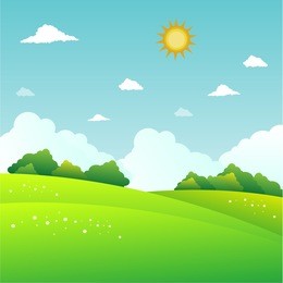 green landscape with trees and mountains vector