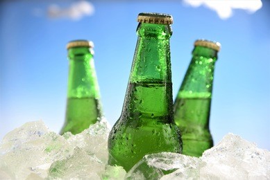green bottles beer chill in ice