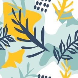 colorful seamless pattern with leaves, spots and dots. decorative wallpaper, good for printing. hand drawn overlapping background, texture with decor elements, lines and shapes. design backdrop vector