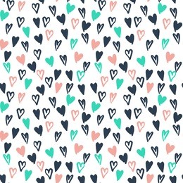 abstract vector hand drawn hearts seamless pattern, grunge texture. valentine's day background for print, wrapping paper, textile design, wedding cards etc.