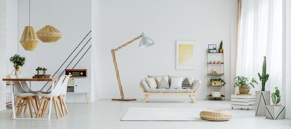 dining space with table and chairs in living room with sofa