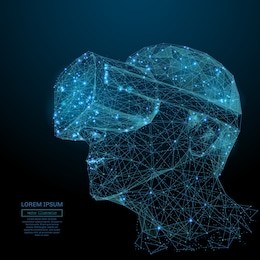 abstract image of a virtual reality in the form of a starry sky or space, consisting of points, lines, and shapes in the form of planets, stars and the universe. vector technology concept