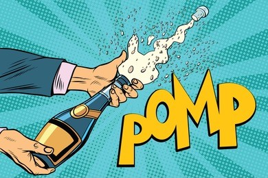 opening champagne bottles. pop art retro vector illustration