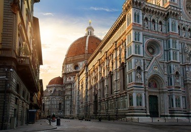 piazza del duomo and cathedral of santa maria del fiore in florence, italy
