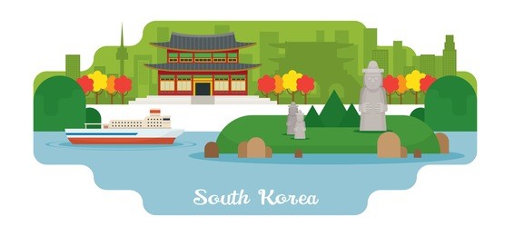 south korea travel and attraction landmarks, famous place, cityscape, sea and land