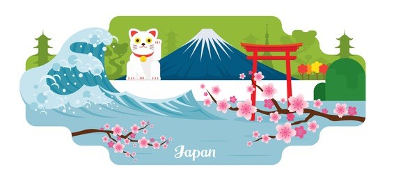 japan travel and attraction landmarks, famous place, cityscape, sea and land
