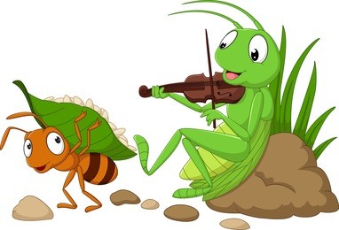 cartoon the ant and the grasshopper