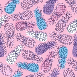 vector seamless pattern with hand drawn pineapple fruits on pink background. vector illustration is perfect for fabric, textile, wrapping paper and other decoration design.