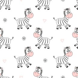 seamless cute zebras pattern. vector background for kids. baby print.