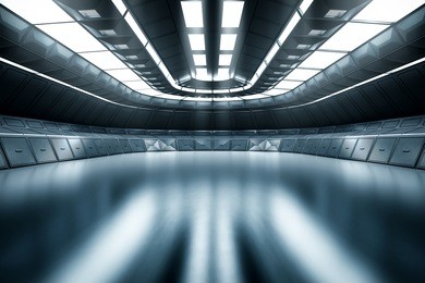 modern future background technology sci-fi interior concept. 3d rendering