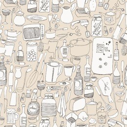 seamless pattern with kitchen