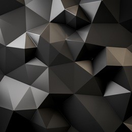 abstract low triangular polygon shapes, triangles mosaic, poly design, creative black background. 3d rendering