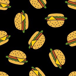 burger seamless doodle pattern