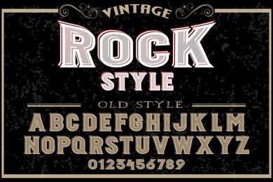 font.alphabet.script.typeface.label. font script handcrafted vector rock style
