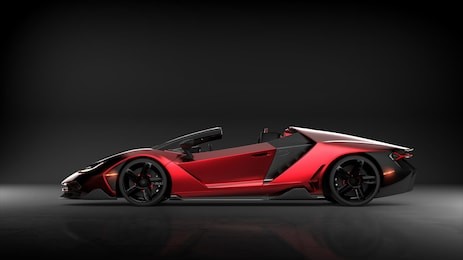 generic red sports car (with grunge overlay), brandless, side view - 3d illustration
