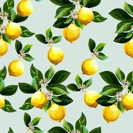 seamless citrus pattern.hand drawn vector illustration with lemons.template for print, textile,wallpaper cover and box design.