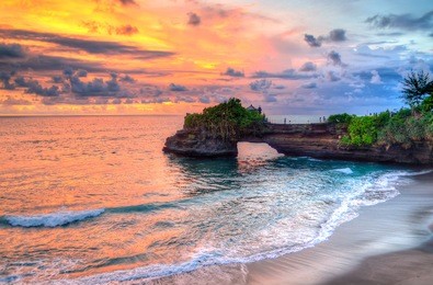 tanah lot temple on sea in bali island indonesia
