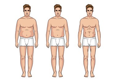 stages of weight loss for men. male transformation of the body. sports fitness body vs a thick and fat body