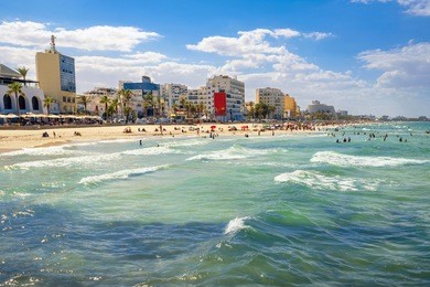 view of urban beach in sousse. tunisia, north africa