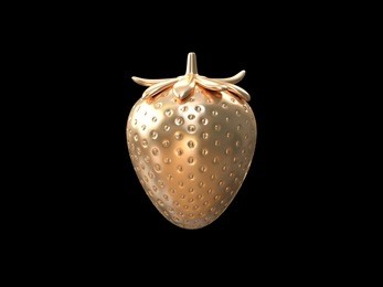 abstract gold strawberry with black background 3d rendering