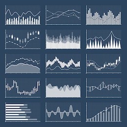 financial candle stick graphs. currency business and market charts vector set. finance investment growth diagram information illustration