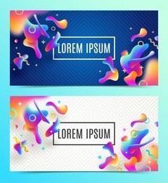 abstract backgrounds with fluid multicolored drops and glitter gold elements. vector design for covers, greeting card, poster or flyers.