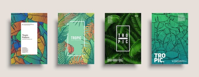 tropic covers set. cool floral patterns design. eps10 vector.