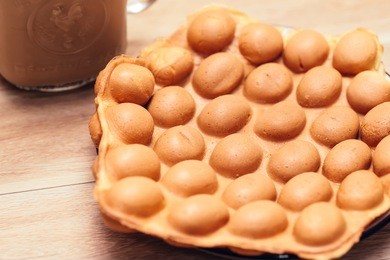 traditional hong kong waffle soft and crunchy from oven, hong kong egg,egg puff