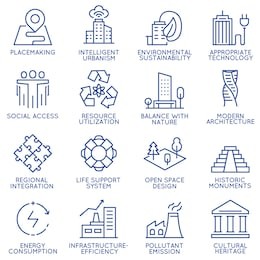 vector set of thin linear 16 icons related to technology for intelligent urbanism, smart city and urban development. mono line pictograms and infographics design elements - part 1