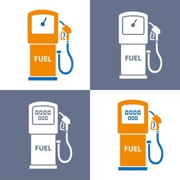 fuel pump, gas or petrol filling station vector icons.