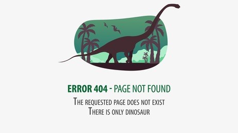404 error with dinosaur. page not found. ui ux template for website. vector illustration