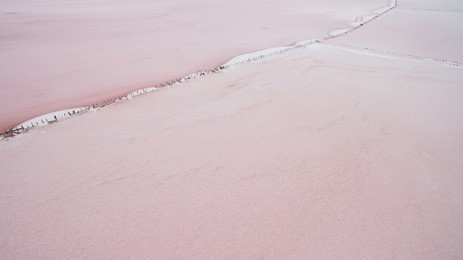 beautiful salty pink lake view from above