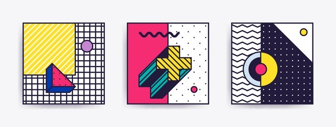 big collection with trendy backgrounds for your project, animation, advertisement, commercial banner, flayer, sale, frame. simple poster, patches, badges in mix neo memphis, pop art style