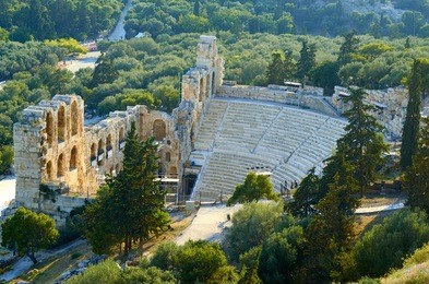the odeon of herodes atticus is an ancient greek amphitheater at the acropolis in athens