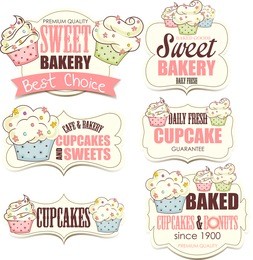 bakery shop banners with cupcakes