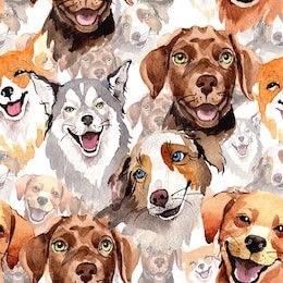 exotic dog wild animal pattern in a watercolor style. full name of the animal: dogs. aquarelle wild animal for background, texture, wrapper pattern or tattoo.