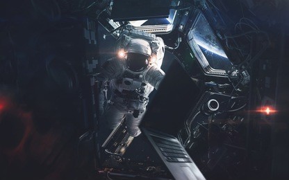 astronaut. abstract space wallpaper. universe filled with stars, nebulas, galaxies and planets. elements of this image furnished by nasa