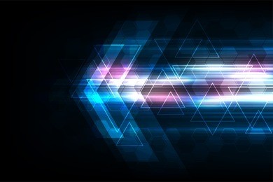 vector arrows in technology concept on dark blue background.