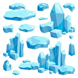 broken pieces of ice. game design vector illustrations in cartoon style