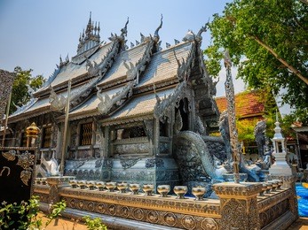 silver monastery in wat srisuphan, silver buddhas in wat sri suphan, the famous silver temple in chiang mai, thailand