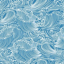 drawing seamless abstract hand-drawn pattern. ocean waves background. 