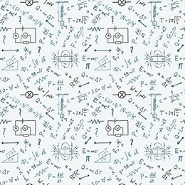 science doodle background - seamless vector texture with physics concepts.