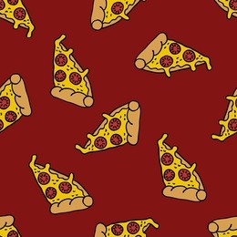 pizza seamless doodle pattern