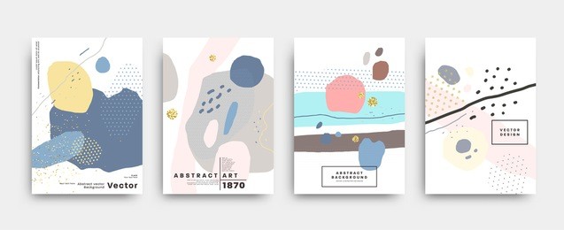 covers templates set with trendy geometric patterns, colors and memphis retro elements. modern design for placards, posters, presentations and banners. vector illustrations.