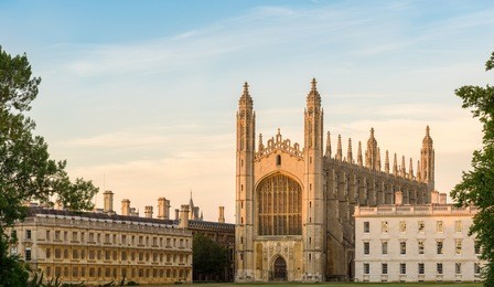 kings college at sunset in cambridge,uk