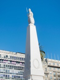 the piramide de mayo (may pyramid), on plaza de mayo square is the oldest national monument in the city of buenos aires, argentina.
